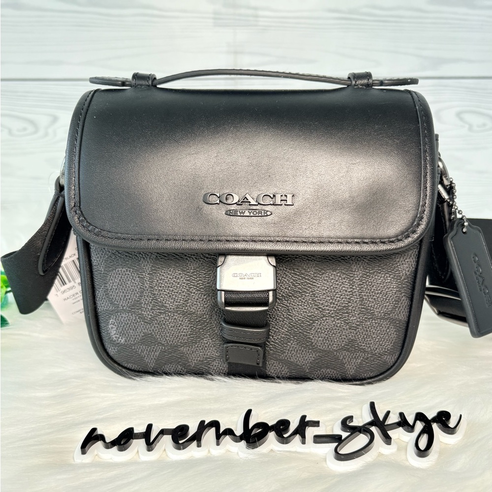 Coach Racer Gunmetal/Charcoal/Black Crossbody Bag - Picture 4 of 15